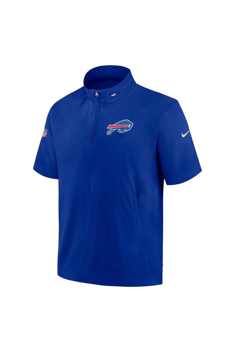 Men's Nike  Royal Buffalo Bills Sideline Coach Short Sleeve Hoodie Quarter-Zip Jacket, Alternate, color, Royal