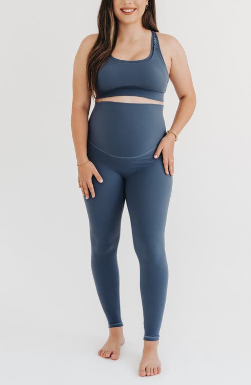 Axk Athletic Maternity Legging With Scrunch Butt Design And Supportive Belly Band In Blue