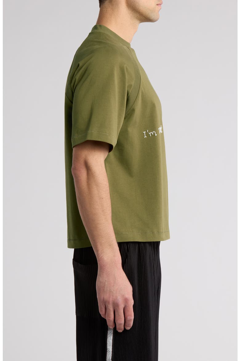 Not Here Oversize Embellished Cotton T-Shirt, Alternate, color, OLIVE GREEN