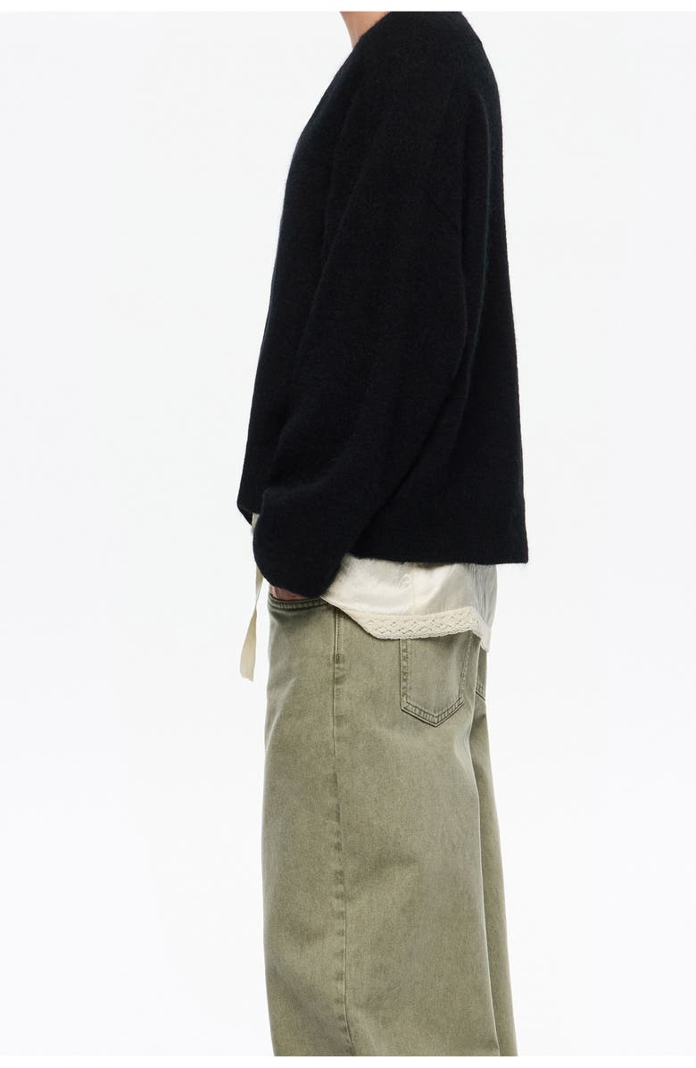 Bimba y Lola Mohair V-Neck Sweater, Alternate, color, Black