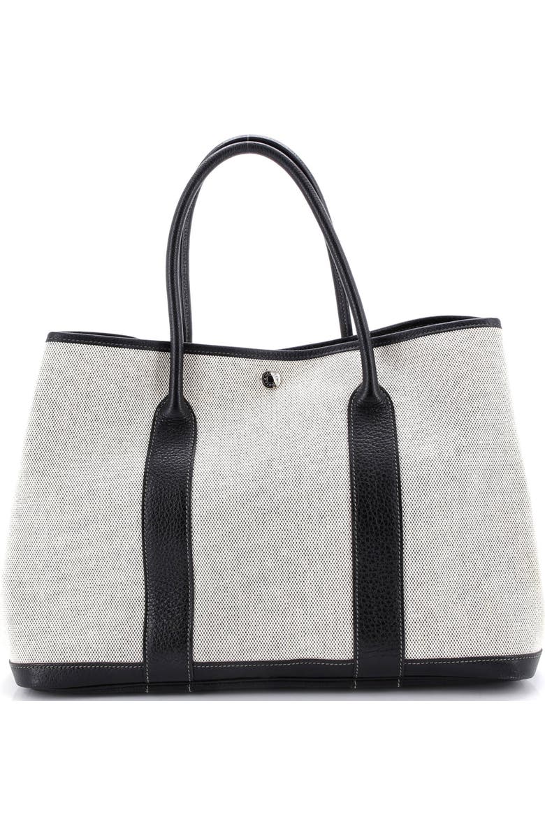 Pre-Owned Hermes Garden Party Tote Toile and Leather 36, Main, color, Noir
