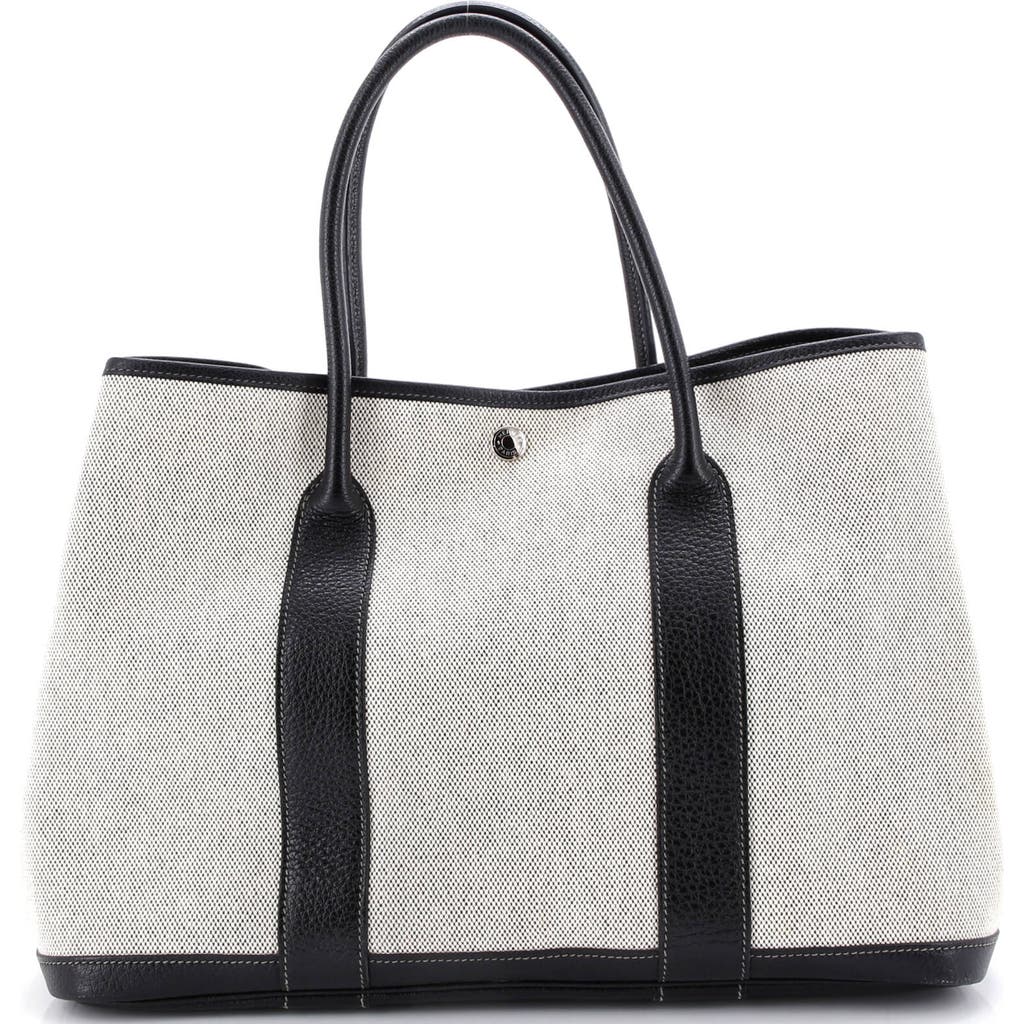Pre-owned Hermes Hermes Garden Party Tote Toile And Leather 36 In Black