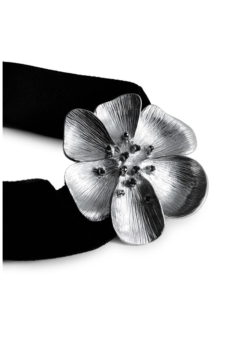 Crystal Flower Choker Necklace, Alternate, color, SILVER
