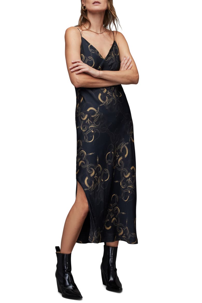 Melody Tempest Midi Slipdress, Main, color, BLACK