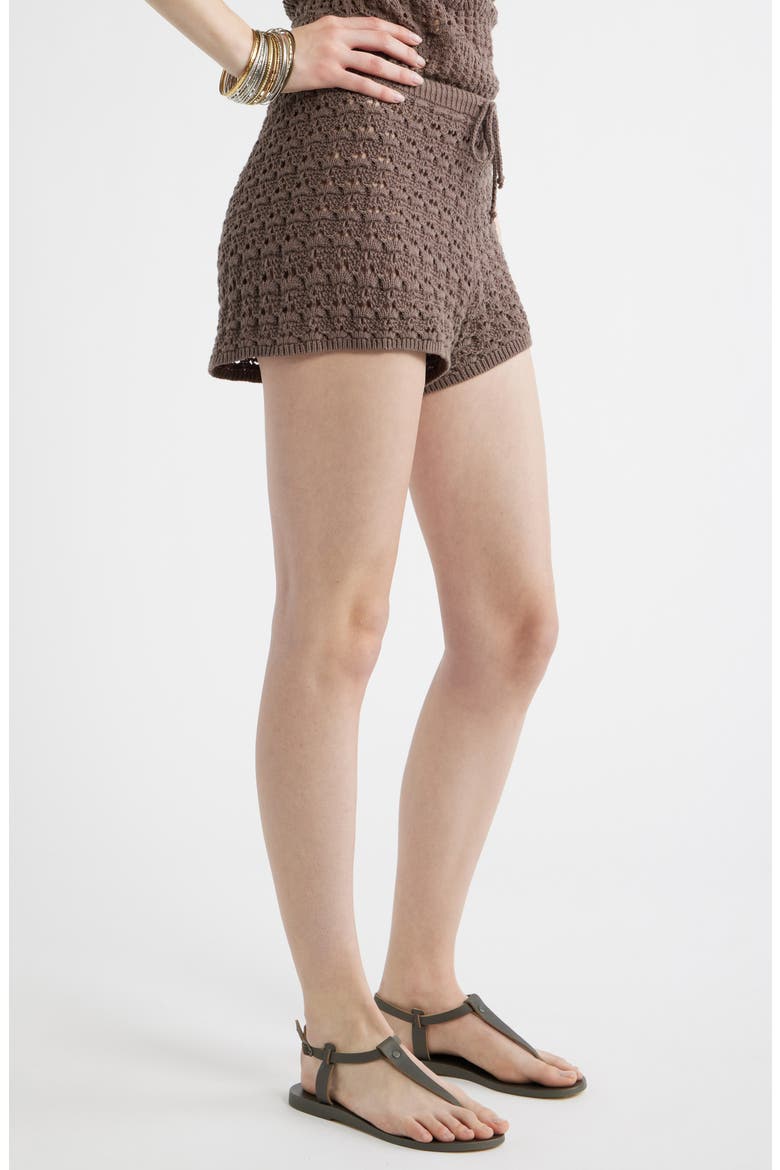 Open Stitch Beach Shorts, Alternate, color, BROWN QUARTZ