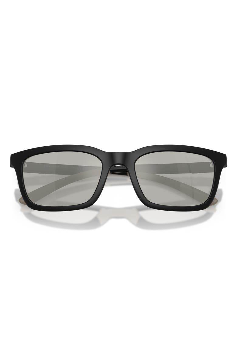 Emporio Armani 55mm Rectangle Sunglasses, Alternate, color, Black / Grey Flash Silver