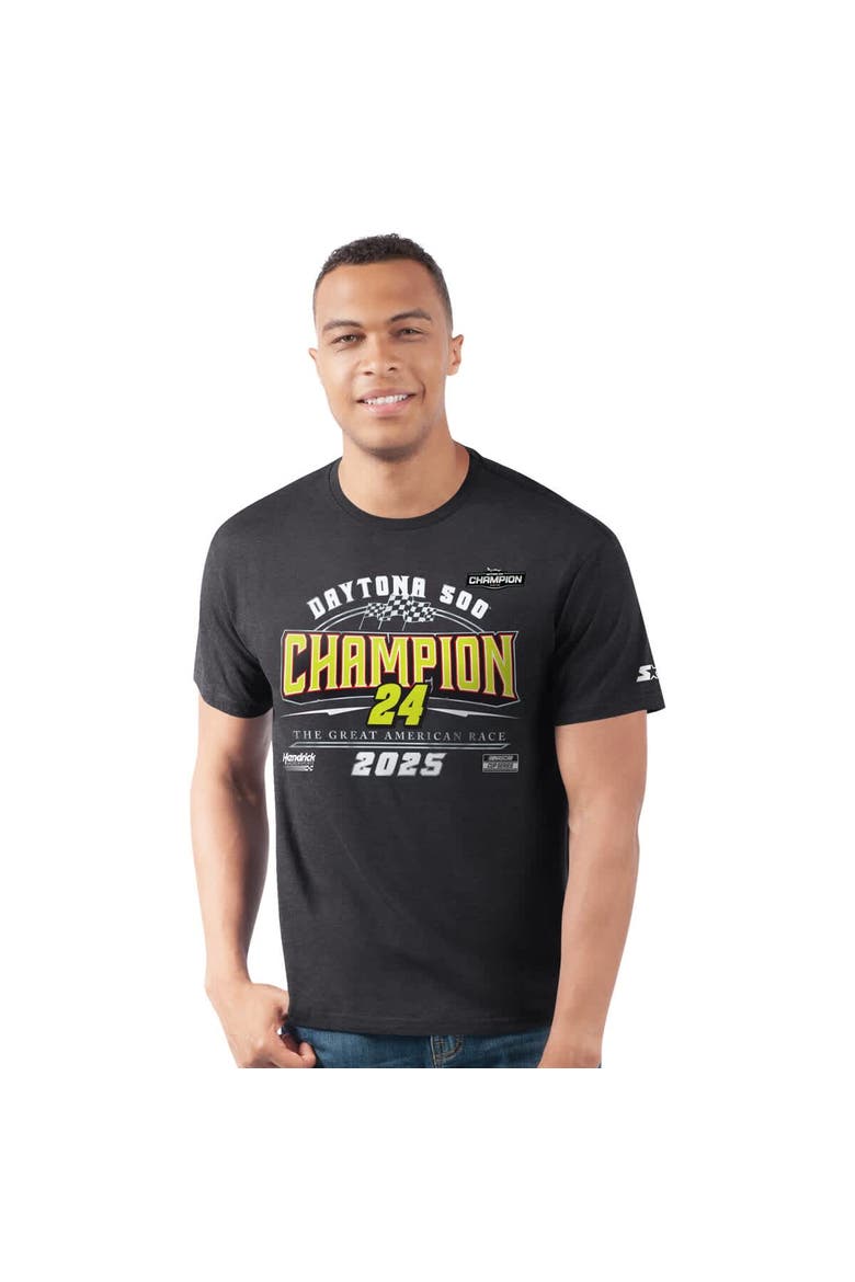 Men's Starter  Black William Byron 2025 Daytona 500 Champion Prime Time T-Shirt, Alternate, color, Heather Black