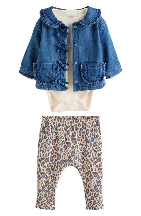 Rib Bodysuit, Denim Jacket & Leggings Set (Baby)