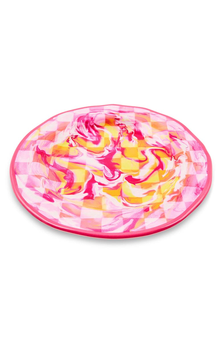 MACKENZIE CHILDS Set of 4 Pink Marble Check Melamine Dinner Plates, Alternate, color, Pink