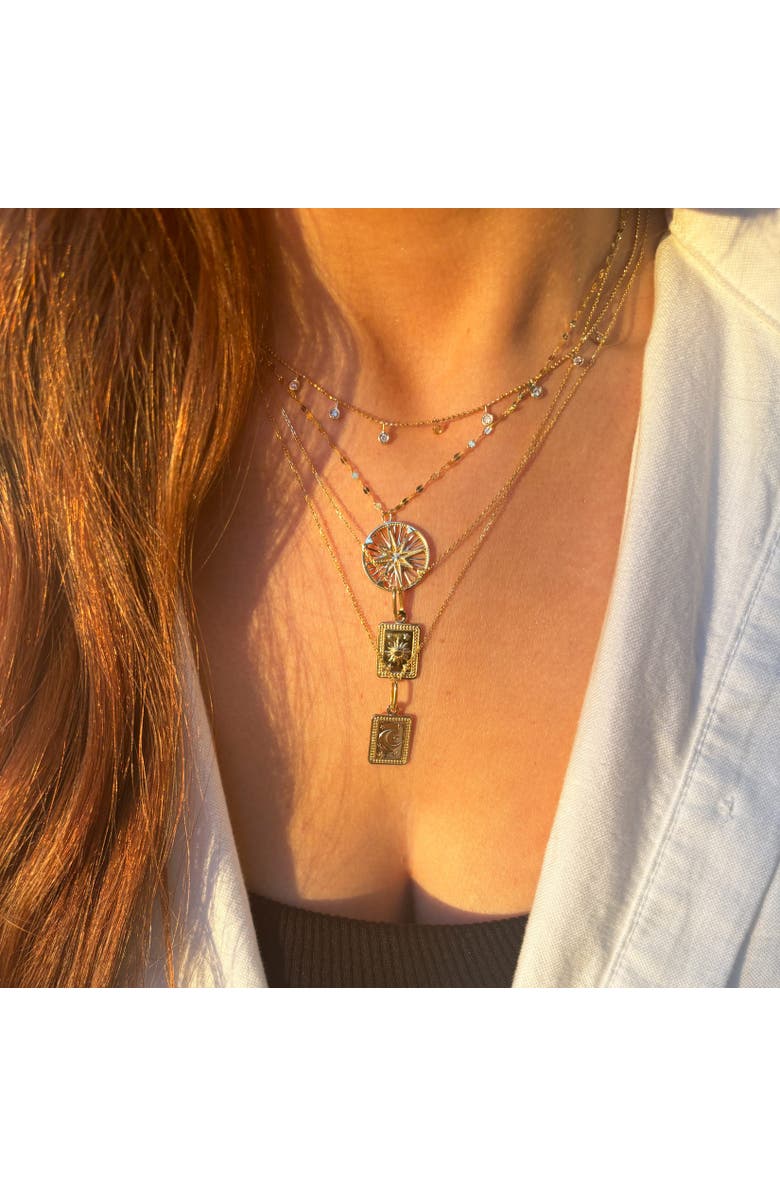 The Lovery Fine Jewelry Gold Moon Tag Necklace, Alternate, color, Yellow Gold