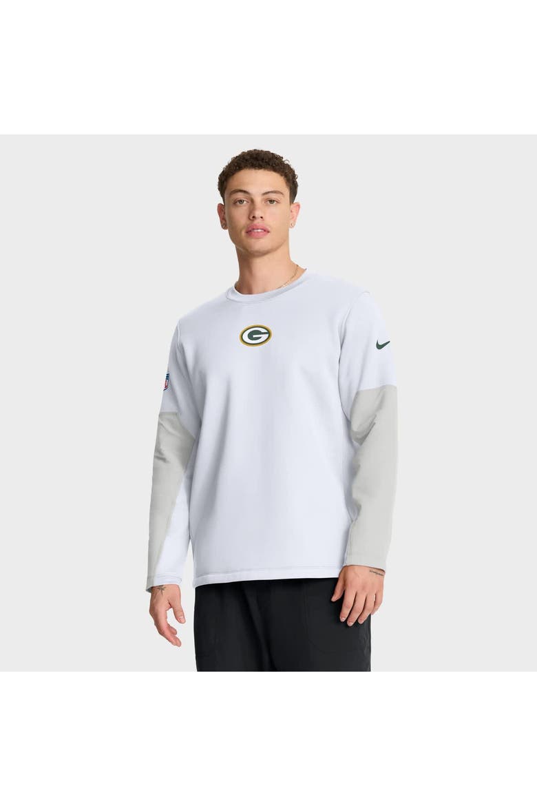 Men's Nike White Green Bay Packers Sideline Coach Therma-FIT Long Sleeve T-Shirt, Main, color, White