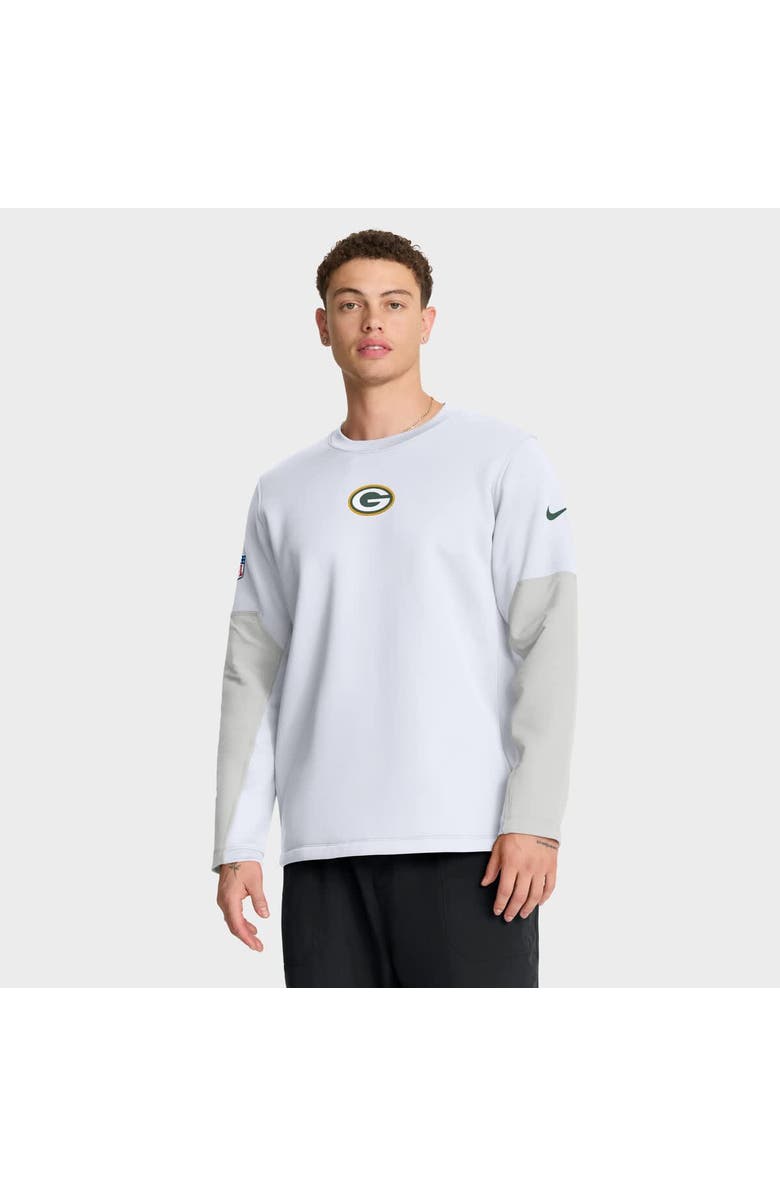 Nike Men's Nike White Green Bay Packers Sideline Coach Therma-FIT Long Sleeve T-Shirt, Main, color, White
