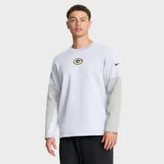 Nike Men's Nike White Green Bay Packers Sideline Coach Therma-FIT Long Sleeve T-Shirt