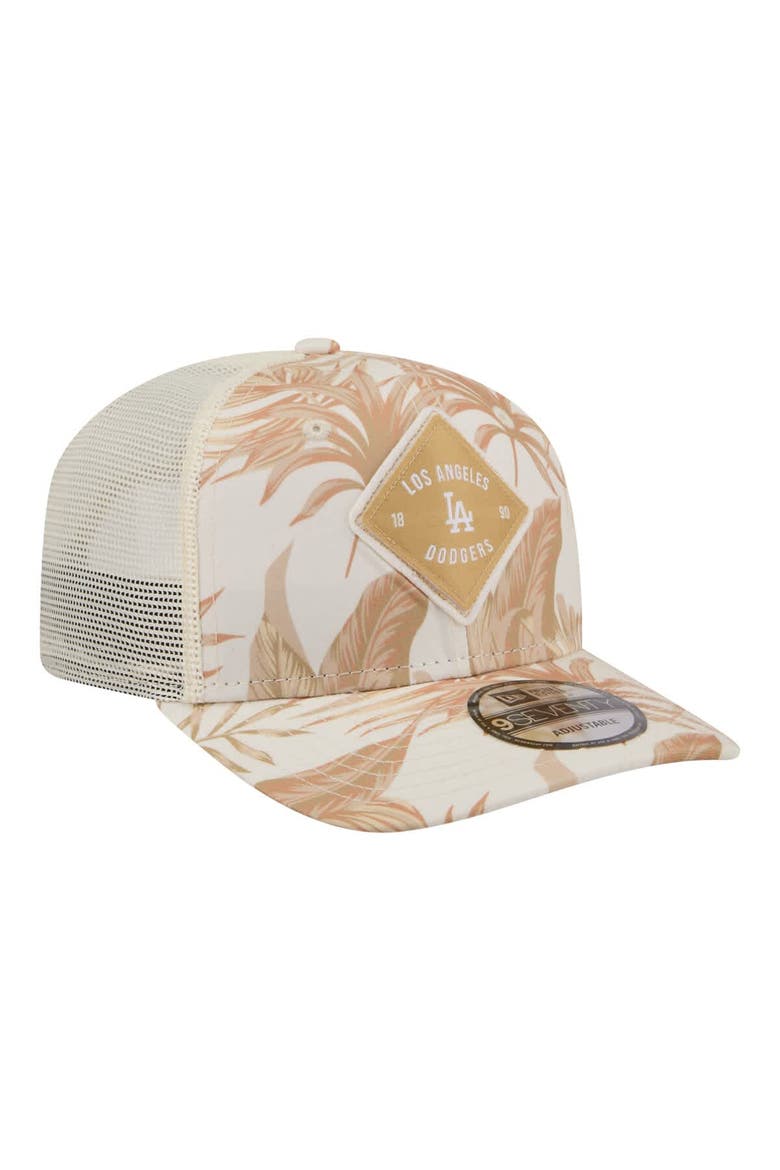 Men's New Era  Tan Los Angeles Dodgers Tonal Palm COOLERA 9SEVENTY Adjustable Trucker Hat, Alternate, color, Tan