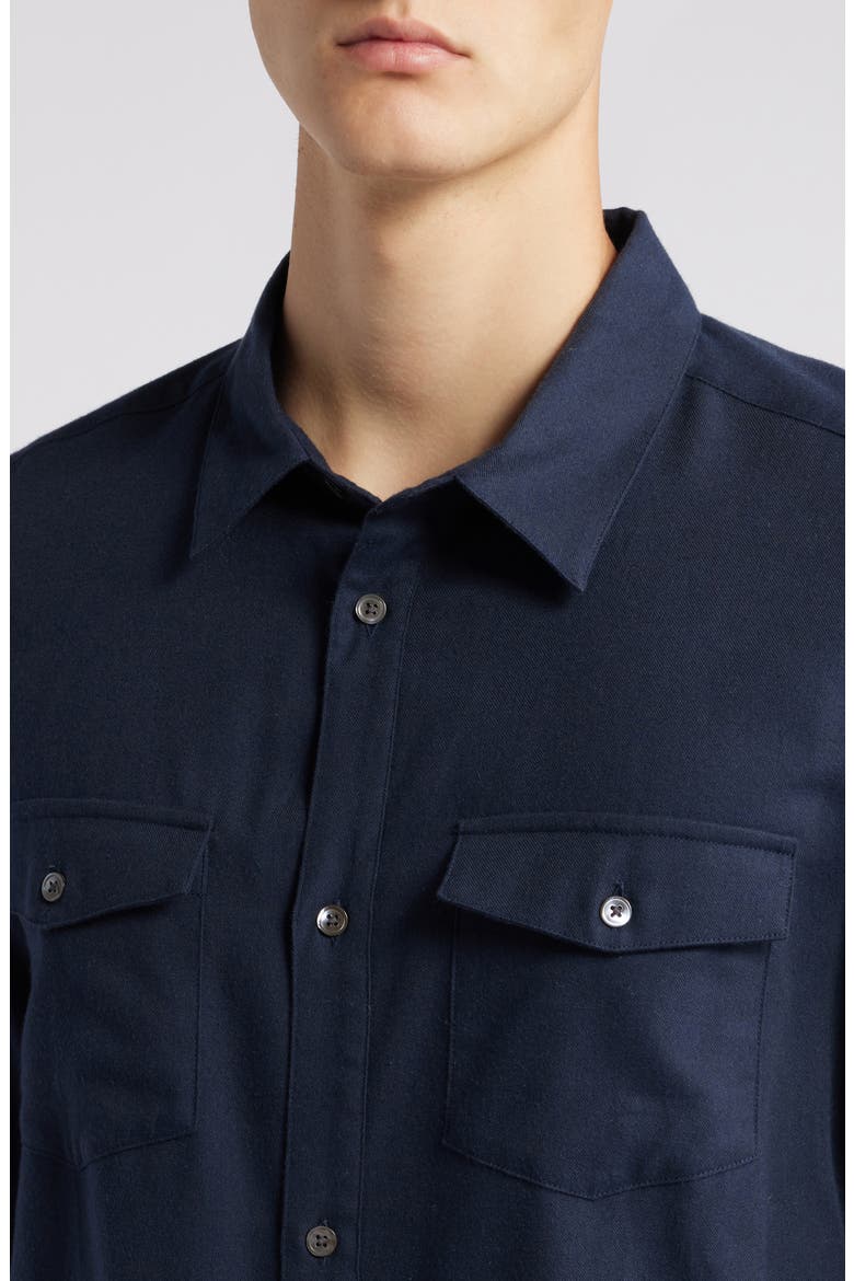 Cotton & Merino Wool Button-Up Shirt, Alternate, color, DARK NAVY