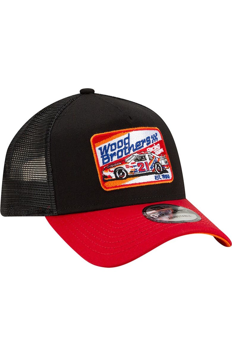 New Era Men's New Era Black Wood Brothers Racing Legends A-Frame 9FORTY Snapback Hat, Alternate, color, 