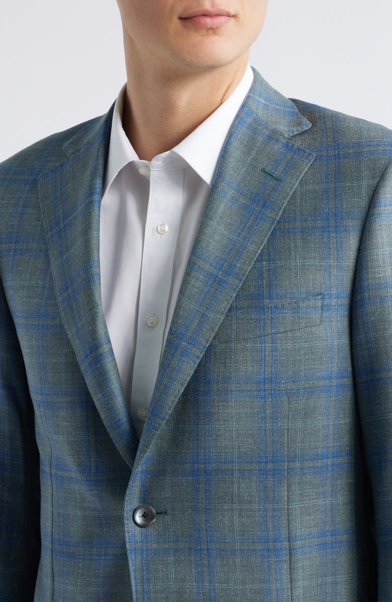 Heritage Gold Plaid Wool Blend Sport Coat, Alternate, color, Green