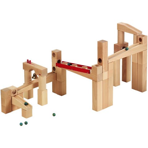 Wooden Marble Run Ball Track Set, STEM Toy for 3-10 Year Olds and Educational Building Set with 42 Pieces, Fun Marble Maze Game, Made in Germany