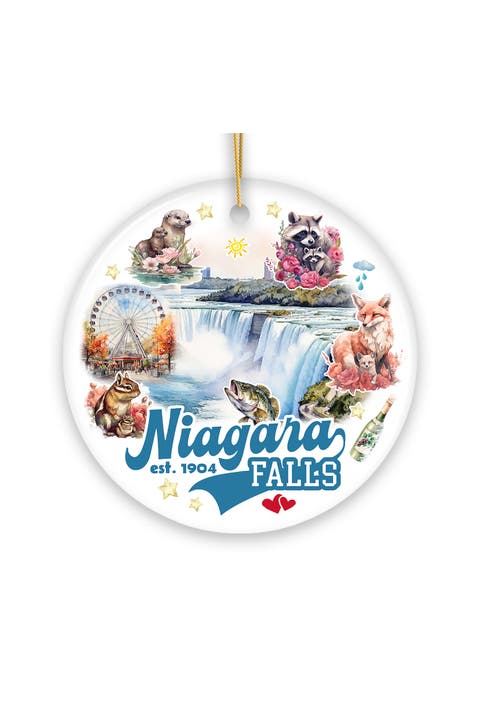 Niagara Falls Watercolor Wildlife Ceramic Ornament