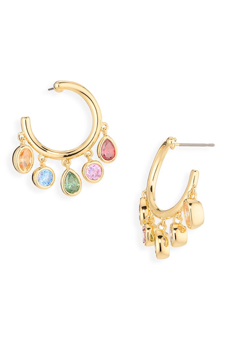 Imber Mixed Cut Cubic Zirconia Hoop Earrings, Main, color, MULTI/ GOLD