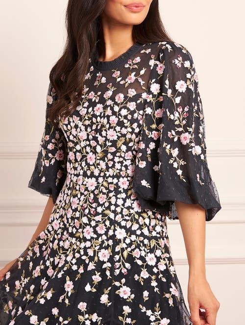 Needle & Thread Sylvia Round Neck Ankle Gown In Black