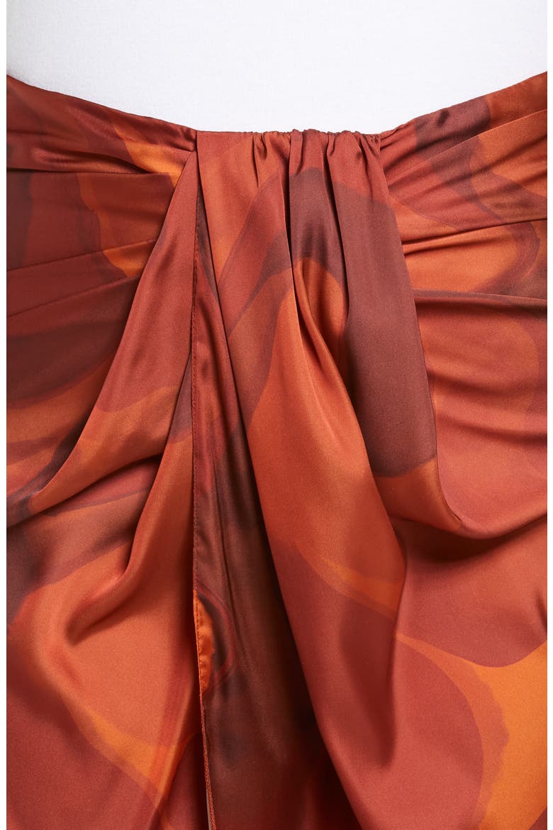 Curve Swirl Print Drape Wrap Skirt, Alternate, color, BROWN MULTI