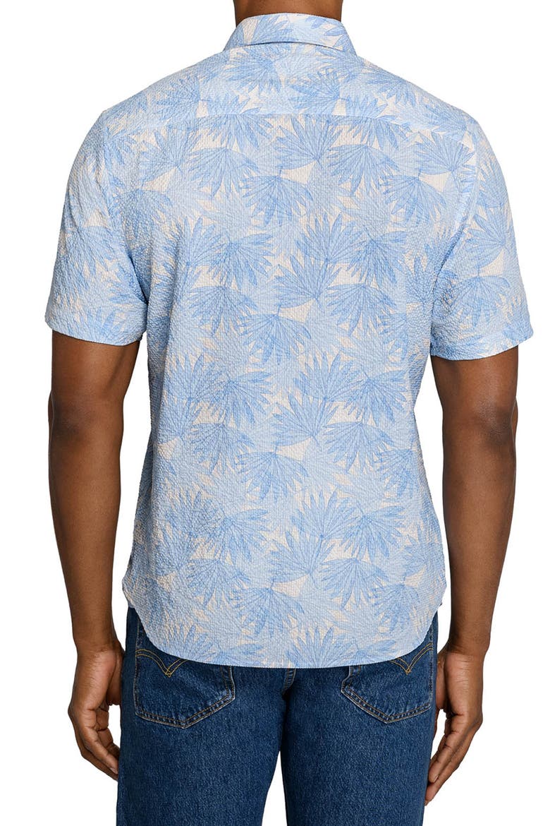 Leaf Seersucker Short Sleeve Shirt, Alternate, color, FRENCH BLUE