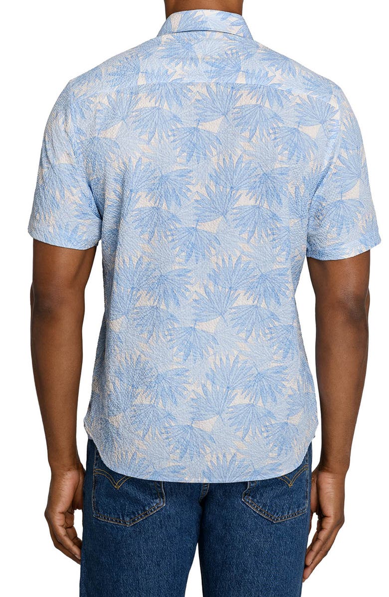 CONSTRUCT Leaf Seersucker Short Sleeve Shirt, Alternate, color, French Blue