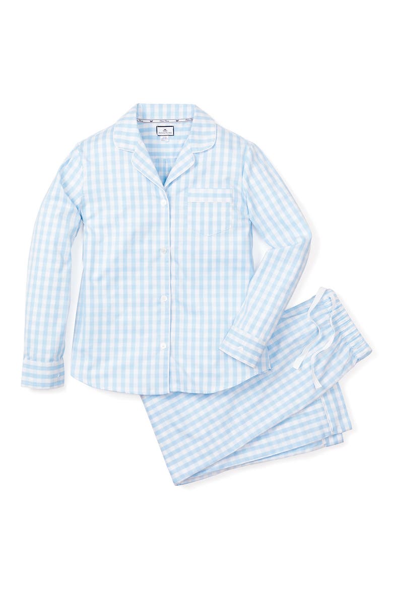 Classic Gingham Brushed Cotton Woven Twill Pajamas, Alternate, color, BLUE