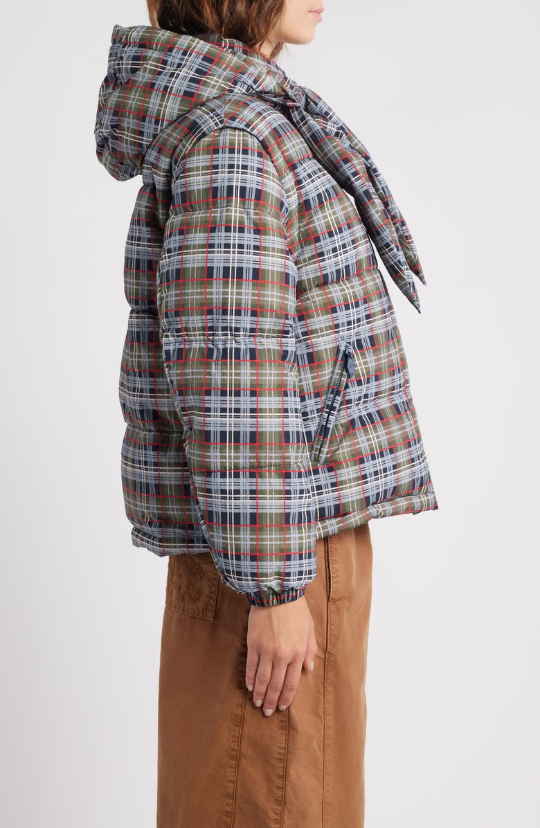 Damson Madder Pearl Multi Check Convertible Puffer Coat, Alternate, color, Multi