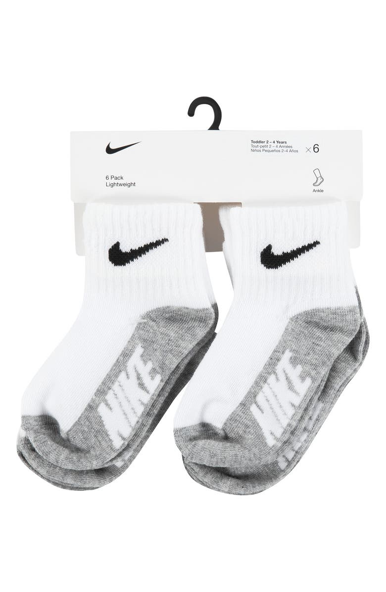 Nike Assorted 6-Pack Cotton Blend Socks, Alternate, color, White/ Dark Grey Heather