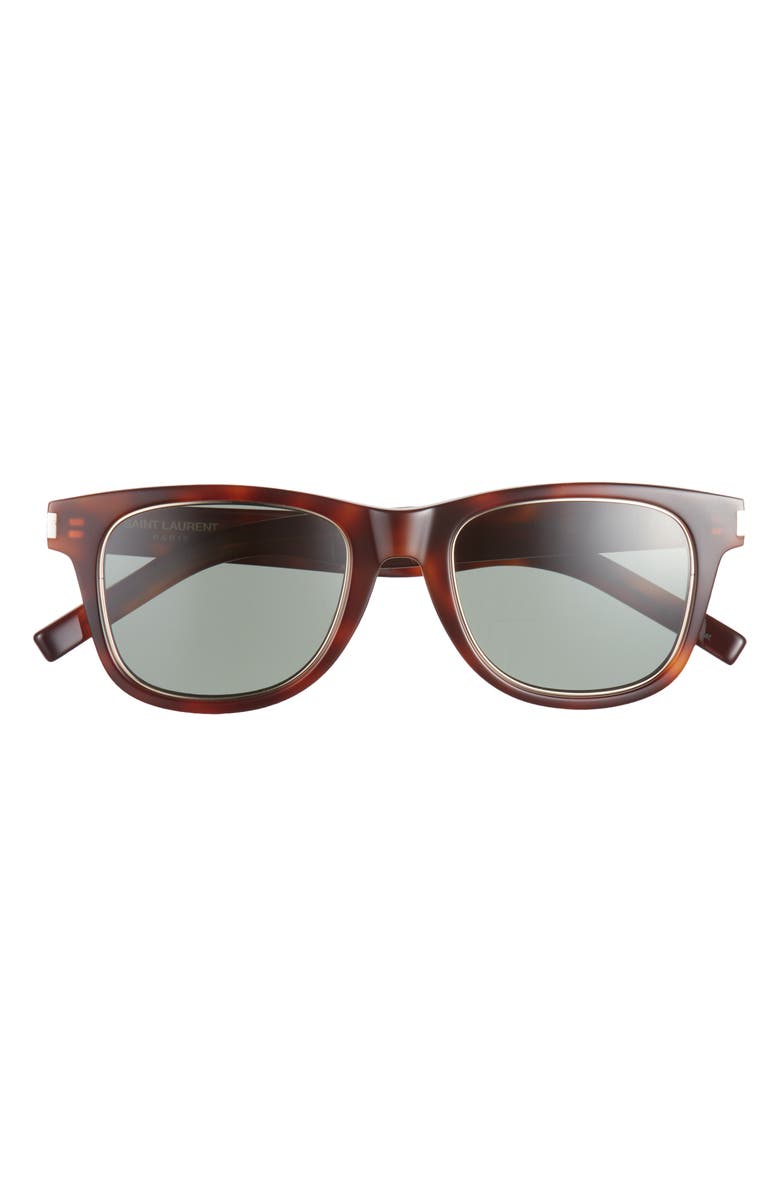 Saint Laurent 50mm Square Sunglasses, Main, color, Havana Havana Green