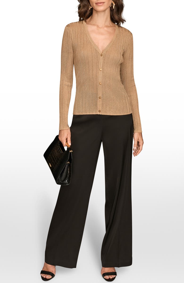 Donna Karan New York Metallic Cardigan, Alternate, color, Gold