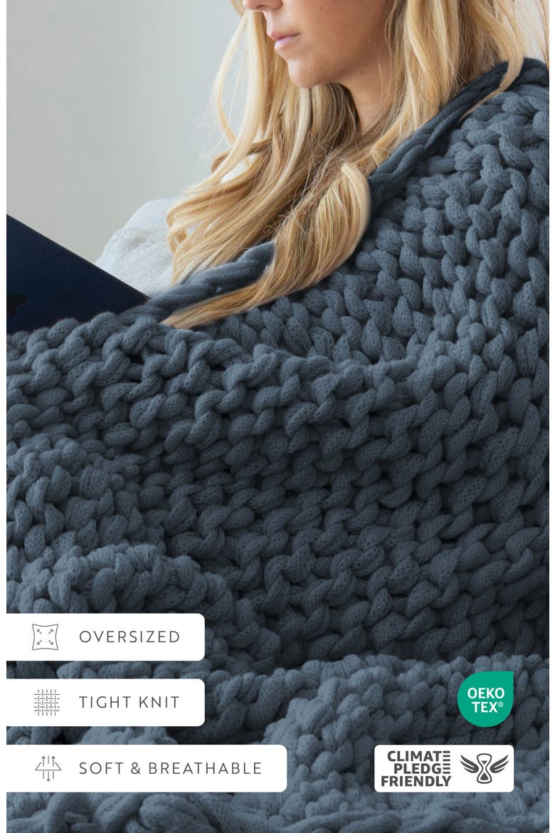 Chunky Knit Throw Blanket, Alternate, color, STONE