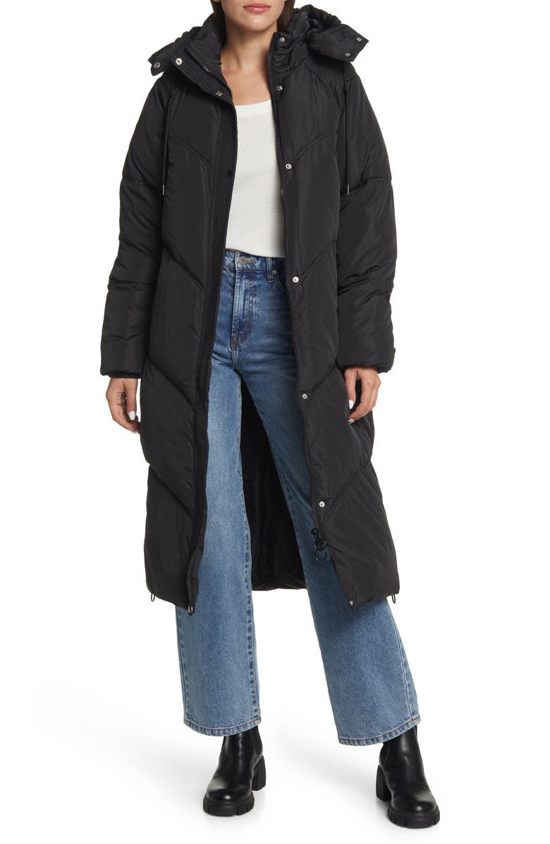 Topshop Longline Puffer Coat, Main, color,