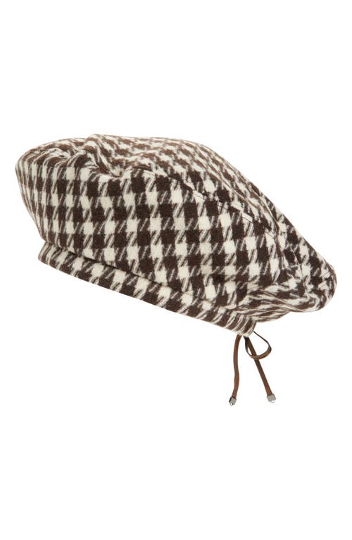 Lost Pattern Houndstooth Beret In Brown