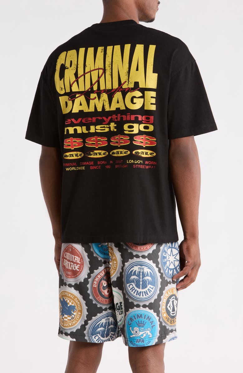 CRIMINAL DAMAGE Everything Must Go Graphic Cotton T-Shirt, Alternate, color, Black/ Yellow/ Red