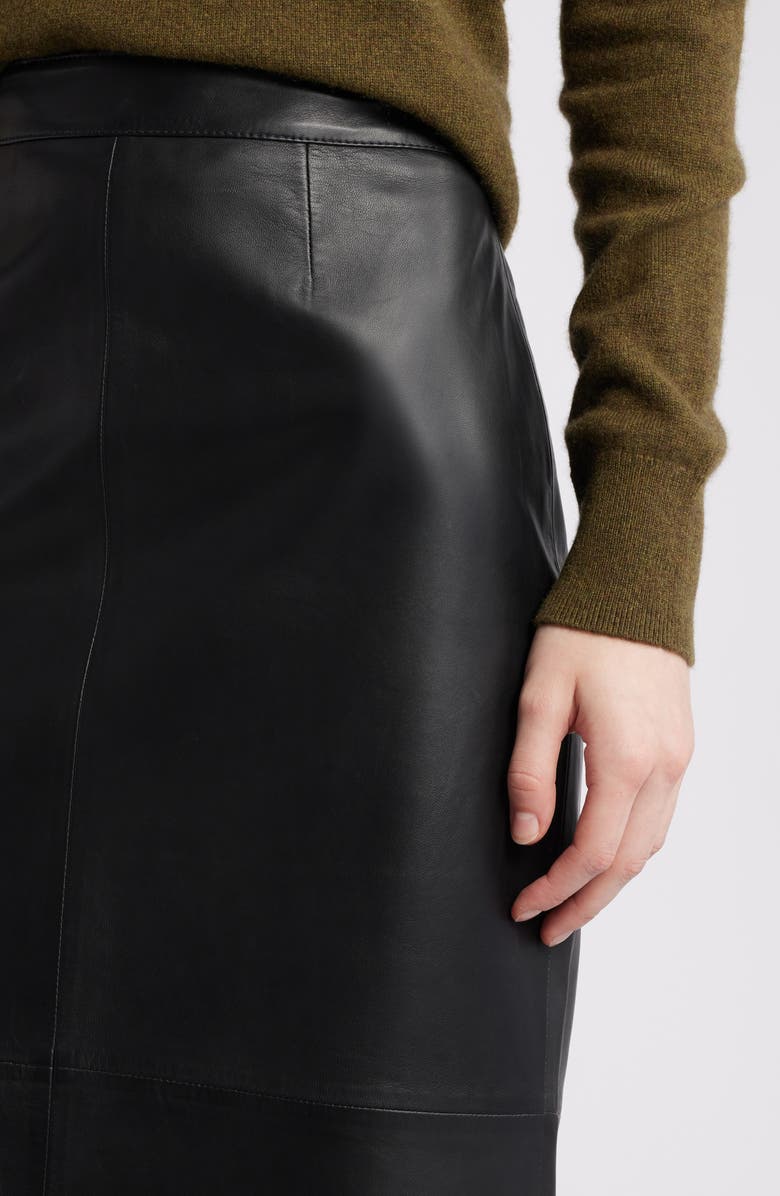 Nordstrom Leather Pencil Skirt, Alternate, color, Black