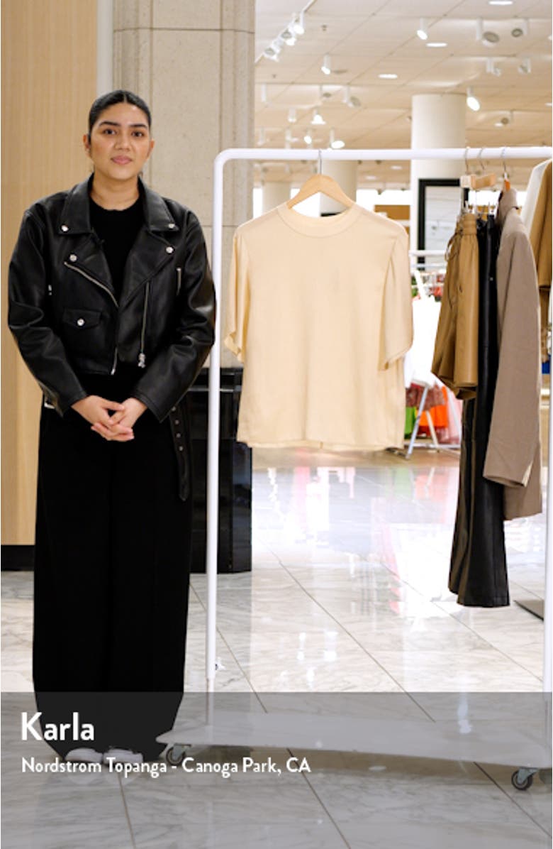 Rib Trim Crewneck Silk Top, sales video thumbnail