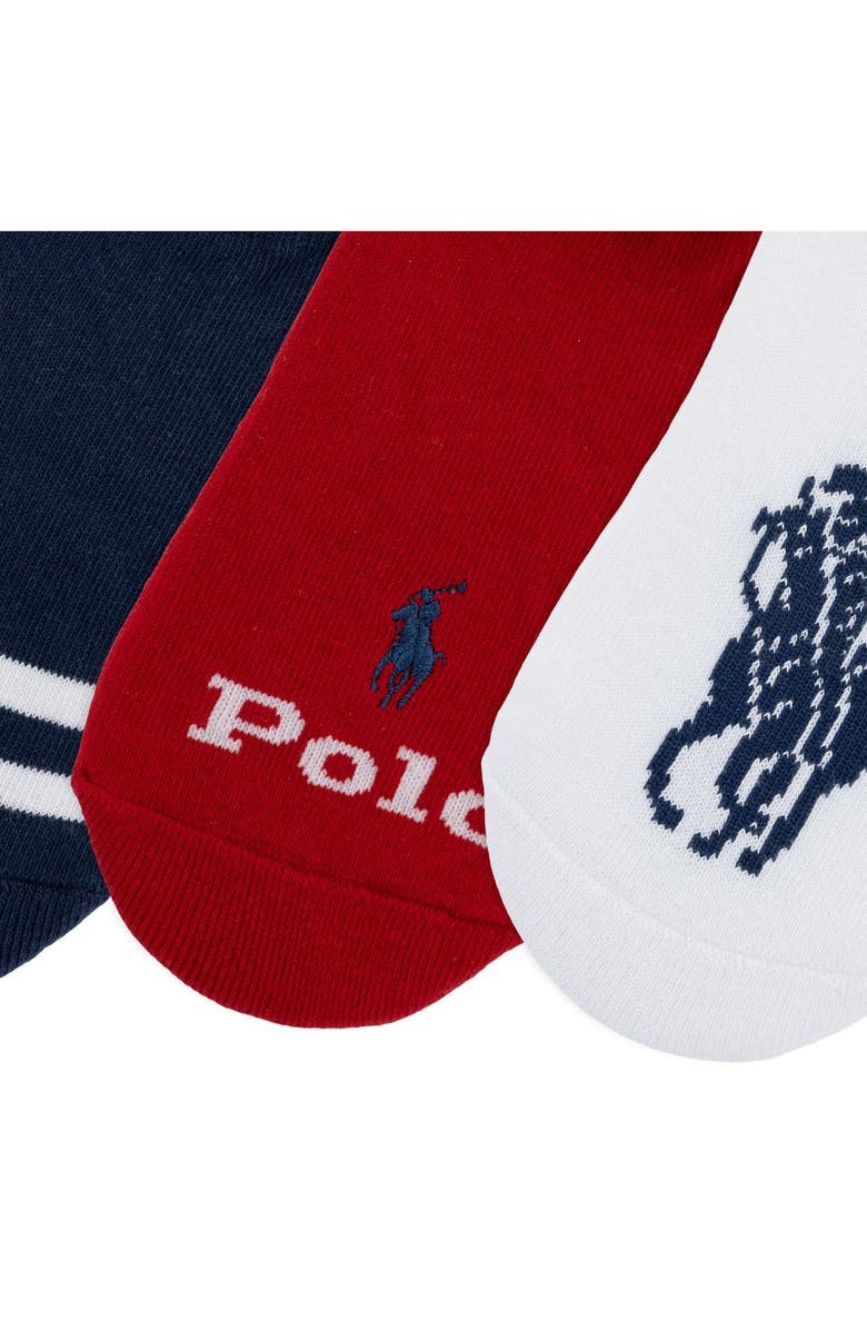 Polo Ralph Lauren Assorted 3-Pack Cotton Blend No-Show Socks, Alternate, color, Whast