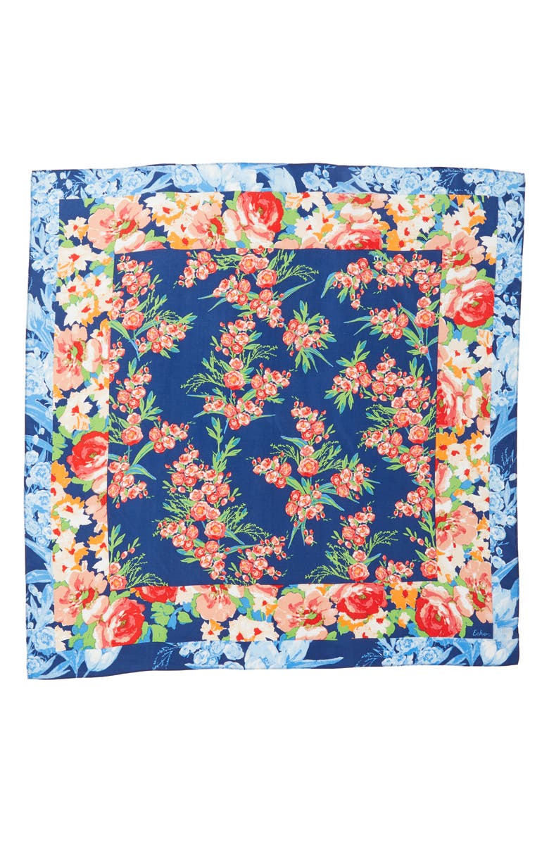 Echo Painted Tulip Square Silk Scarf, Alternate, color, 