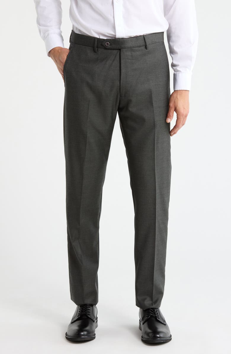 Zanella Noah Classic Serge Wool Straight Leg Pants, Main, color, Green