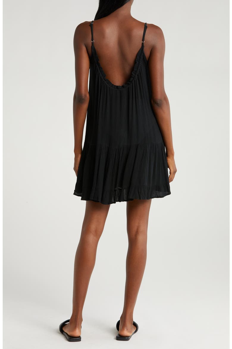 Ruffle Trim Cover-Up Dress, Alternate, color, BLACK