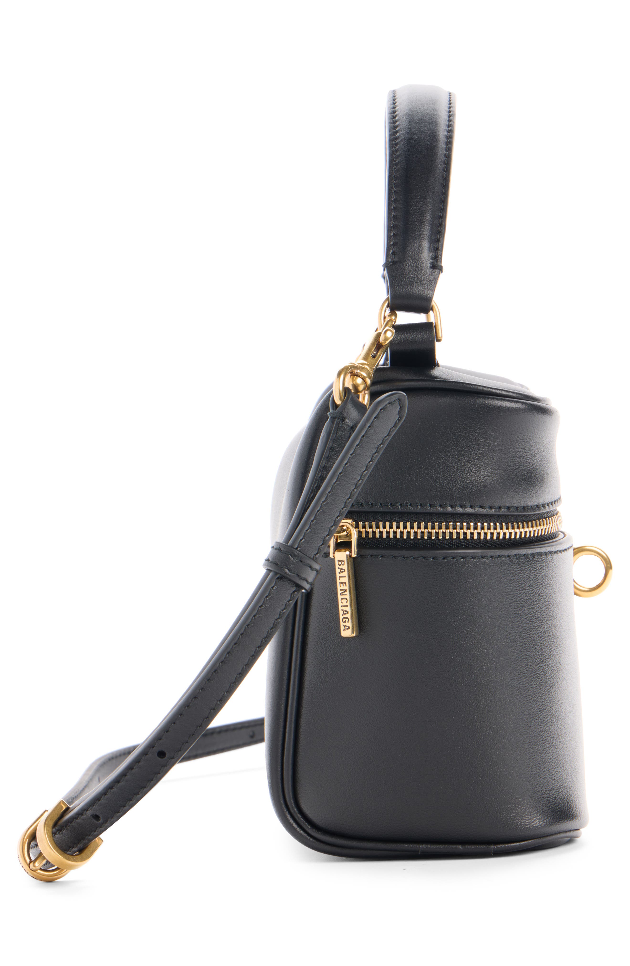 Balenciaga Rodeo Leather Vanity Case, Alternate, color, 1000 Black