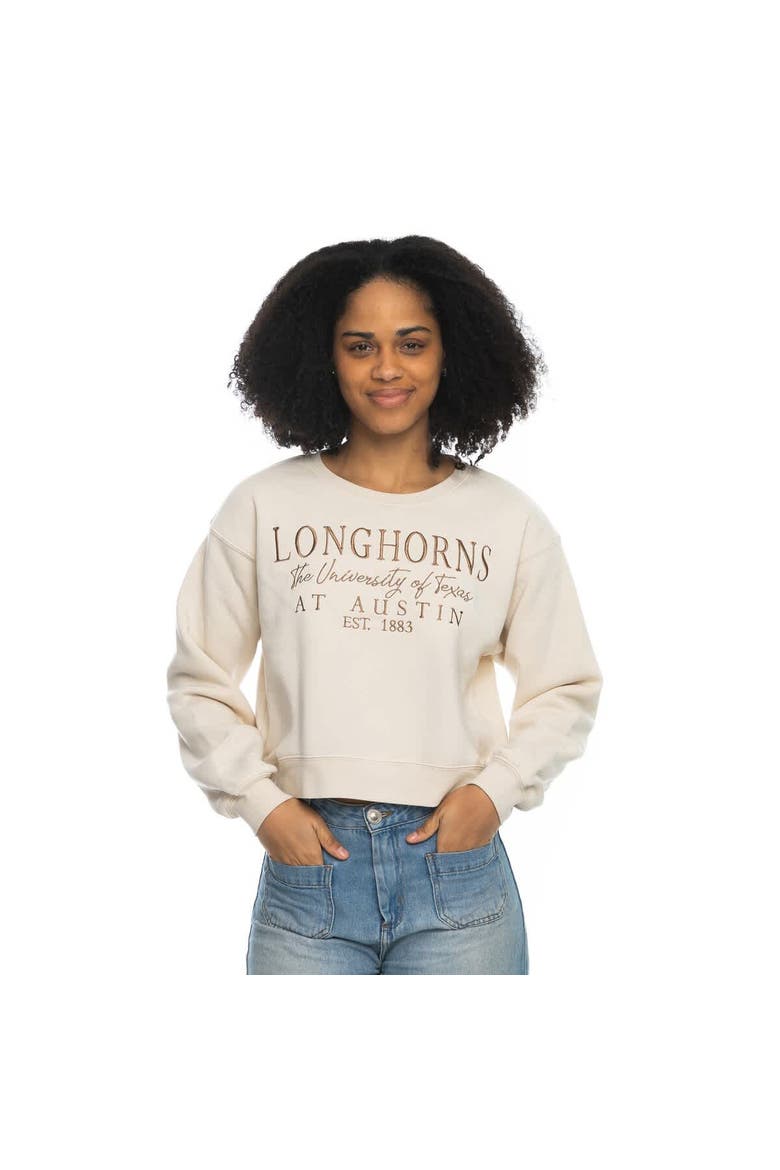 Women's ZooZatz Tan Texas Longhorns Cropped Crewneck Sweatshirt, Alternate, color, Tan