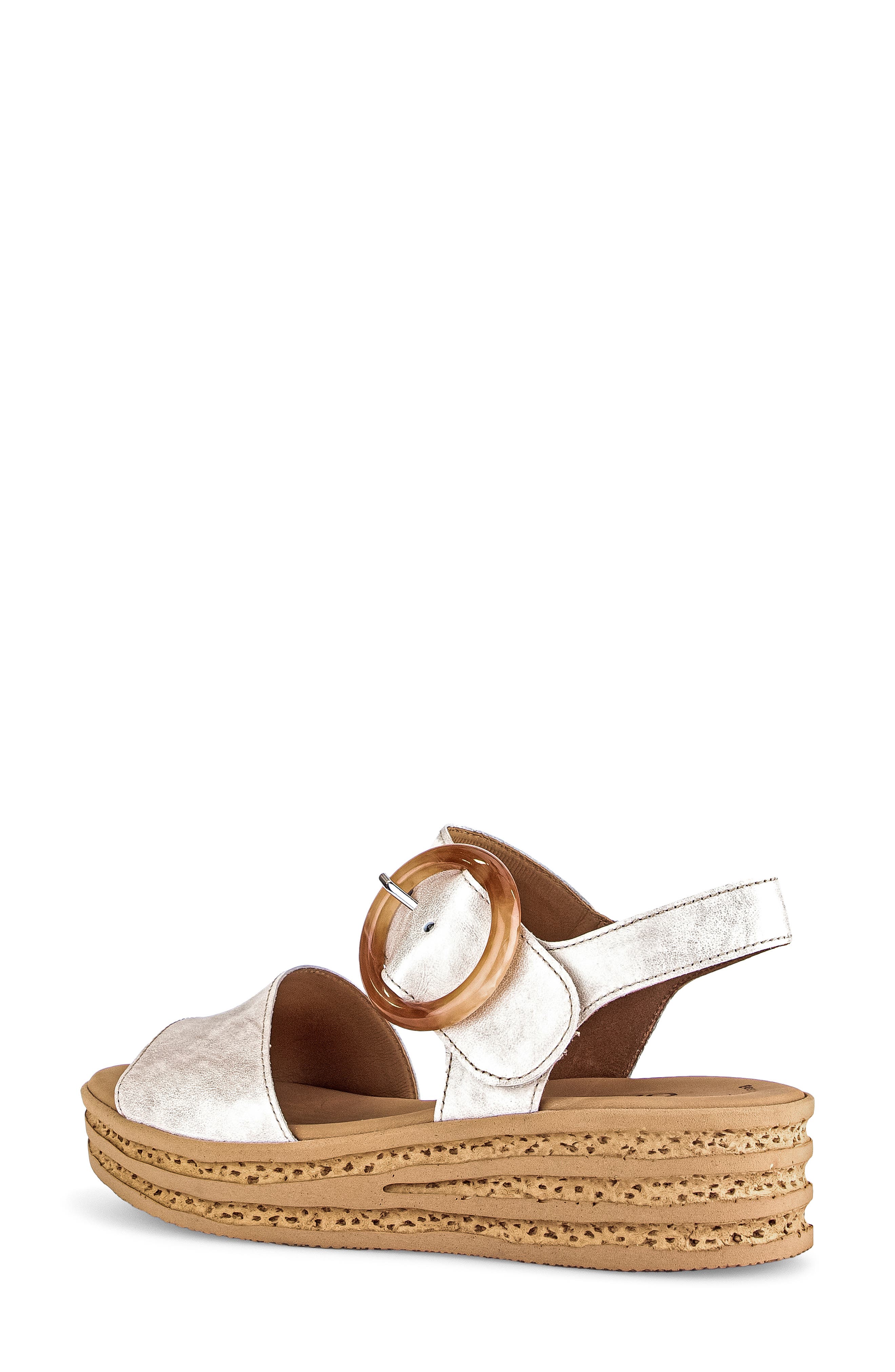 Gabor Ankle Strap Platform Wedge Sandal, Alternate, color, Puder