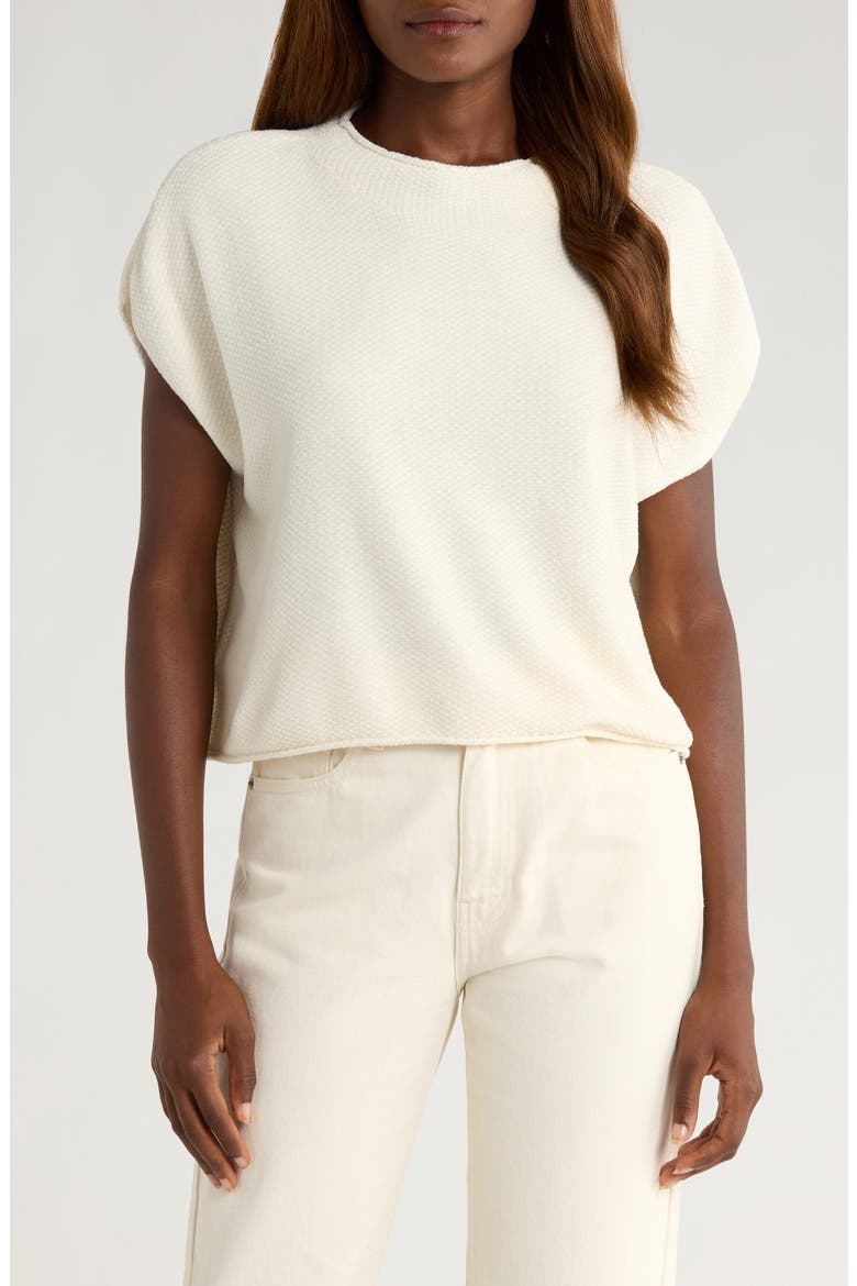 Andrea Funnel Neck Short Sleeve Sweater, Main, color, PALE OAK