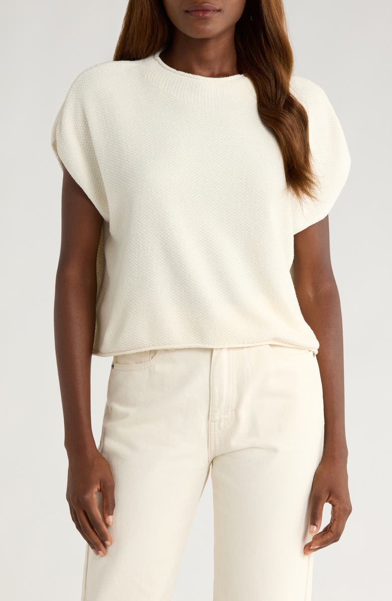 Splendid Andrea Funnel Neck Short Sleeve Sweater, Main, color, Pale Oak