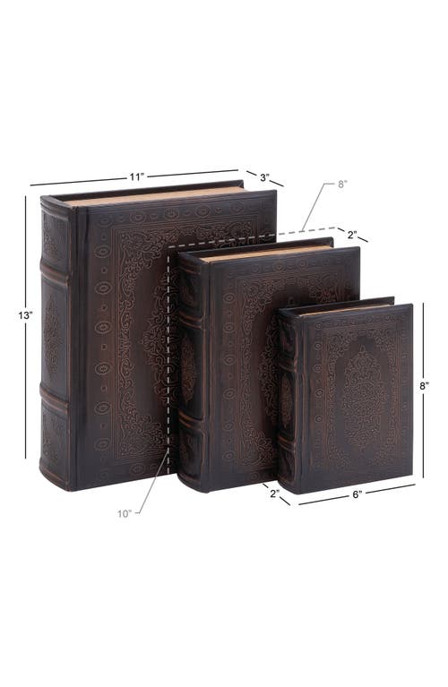 Sonoma Sage Home Faux Wood Set Of 3 Storage Book Boxes In Dark Brown