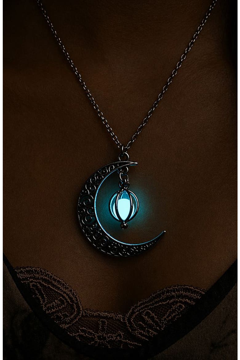 Moon Glow Pendant Necklace, Alternate, color, BLUE